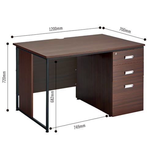 モルトデスク片袖W1200D700ダークブラウン