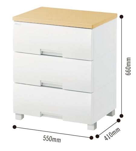 フィッツプラス 幅55×高さ66cm メープル3段