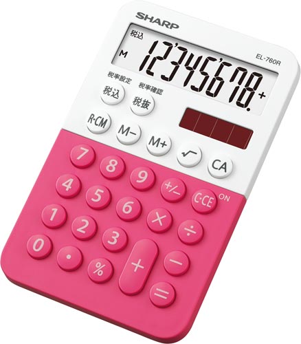 電卓 カラー EL−760R−PX ピンク