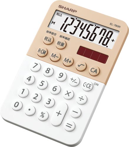 電卓 カラー EL−760R−WX ホワイト
