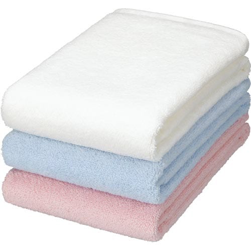 毛羽落ちしにくい無撚糸フェイスタオル ブルー