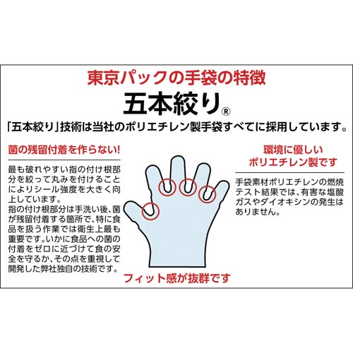 エンボス手袋ロング五本絞り クリア