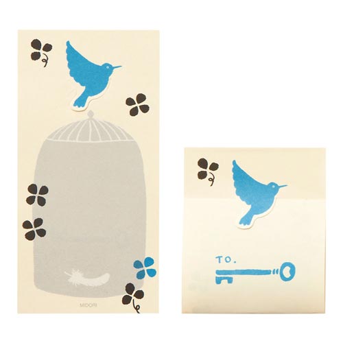 付せん紙ひみつ 11787006 青い鳥柄