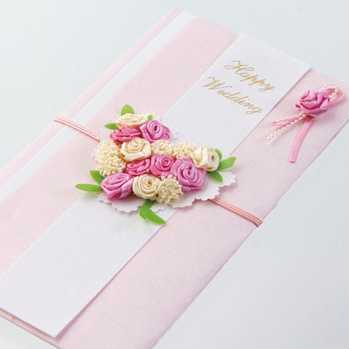 PC金封154結婚祝ハートブーケ柄ピンク