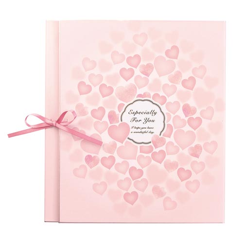 カラー色紙 三つ折り リボン ハート柄