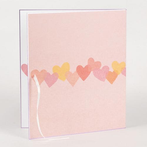 カラー色紙 二つ折り リボン ハート柄