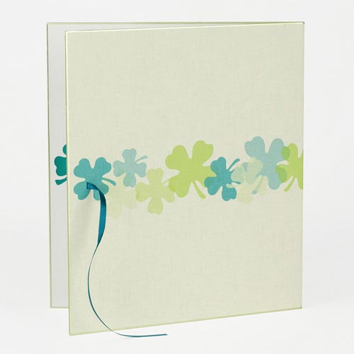 カラー色紙 二つ折り リボン クローバー柄