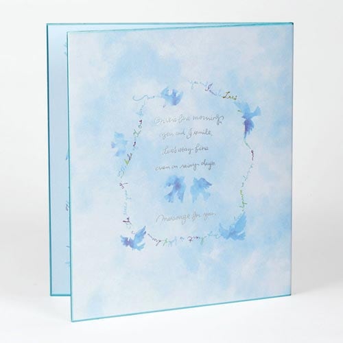 カラー色紙 二つ折り 青い鳥柄