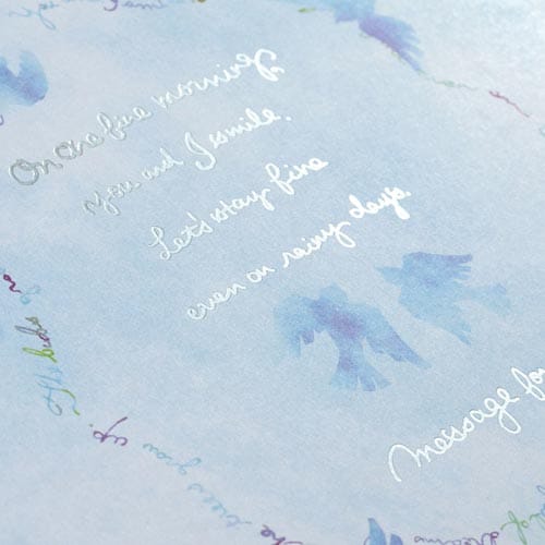 カラー色紙 二つ折り 青い鳥柄