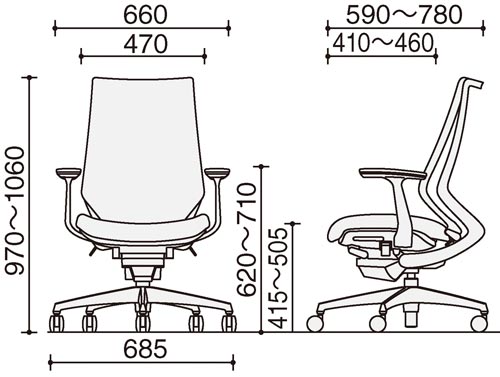 デュオラメッシュ黒アルミ脚ランバーアルミ肘B6W
