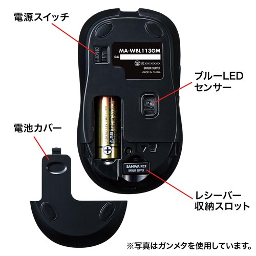 無線5ボタンブルーLEDマウス レッド
