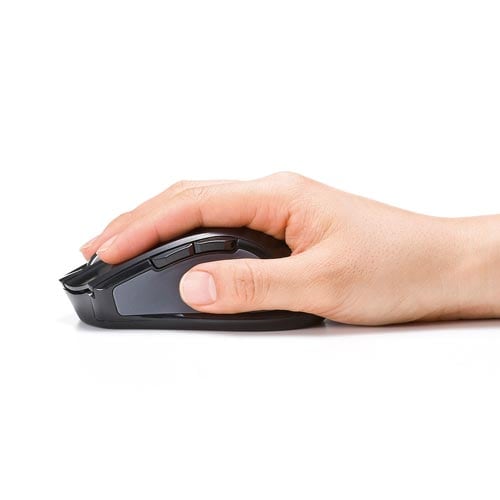 無線5ボタンブルーLEDマウス 大きめ ブラック