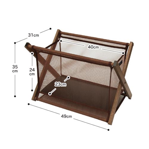 サイドワゴン 木枠 メッシュ ブラウン