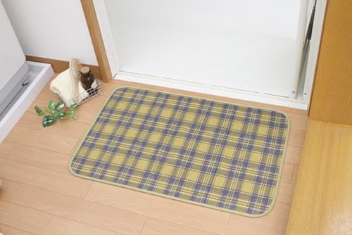 パリーパリー 吸水バスマット チェック イエロー