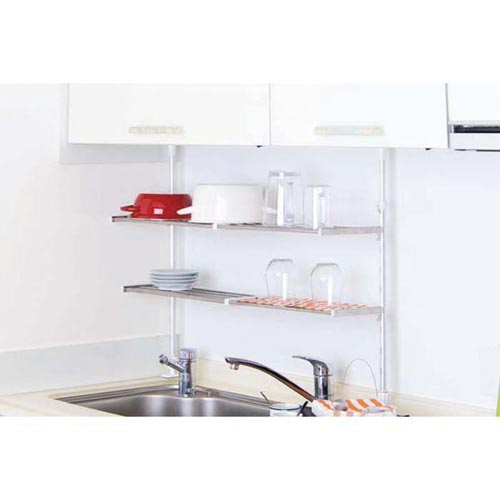 伸縮つっぱり棚2段 幅50から90cm