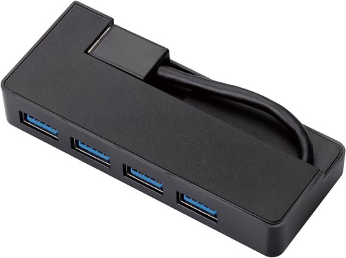 USBハブ3.0ケーブル収納 バスパワー4ポート黒