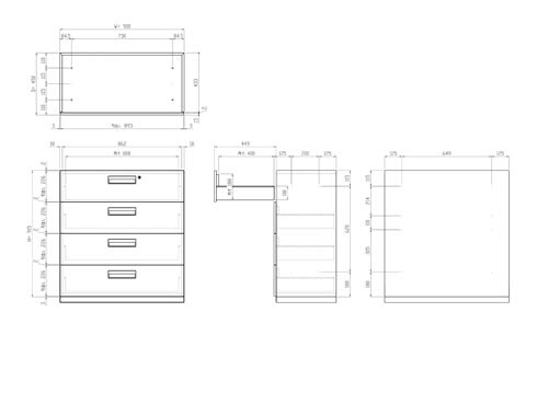 エディア下置900×450ラテラル4段H915