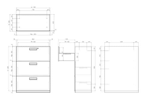 エディア下置900×450ラテラル3段H1185