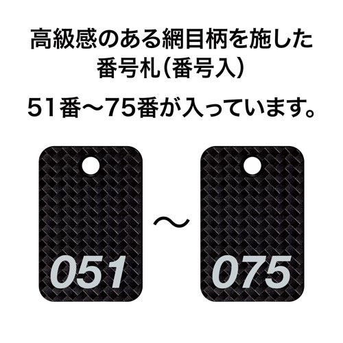 角型番号札 網目調 黒 25枚(51−75)×2