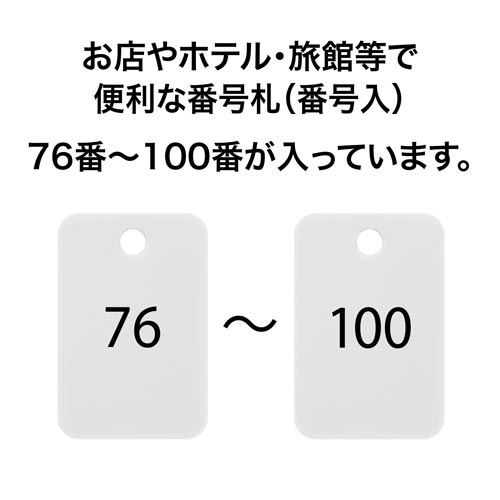 角型番号札 白 番号入 25枚(76−100)×2