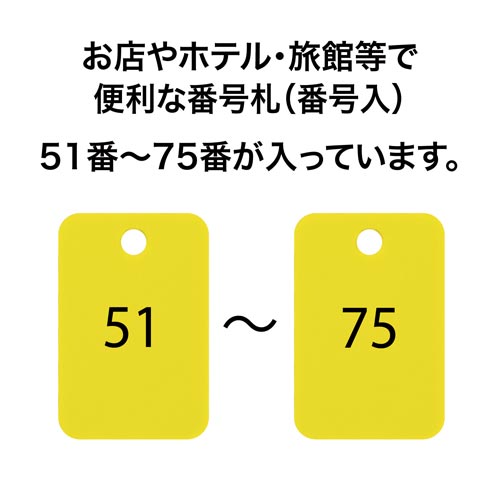 角型番号札 黄 番号入 25枚(51−75)×2