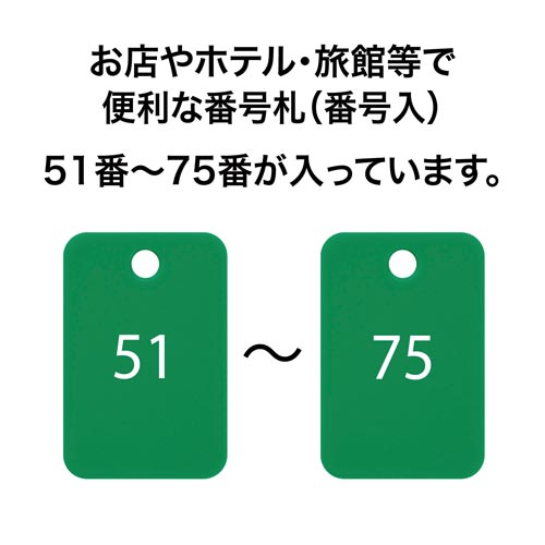 角型番号札 緑 番号入 25枚(51−75)×2