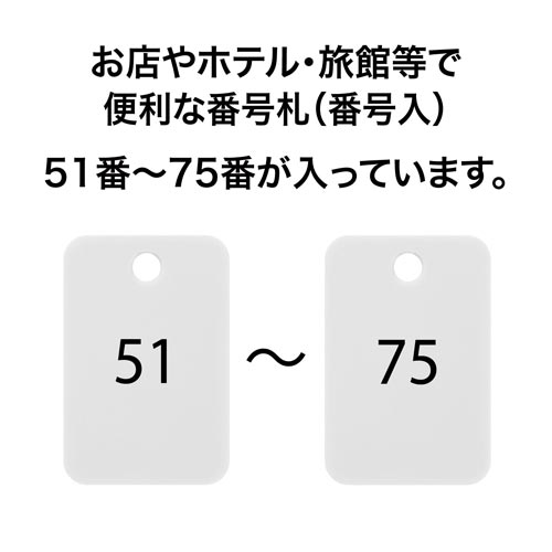 角型番号札 白 番号入 25枚(51−75)×2