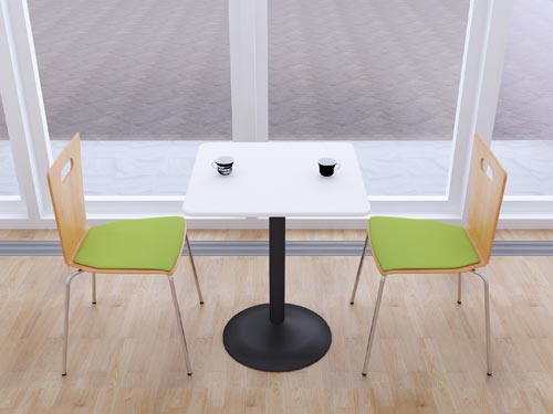 カフェテーブル スチール脚 角天板 WH