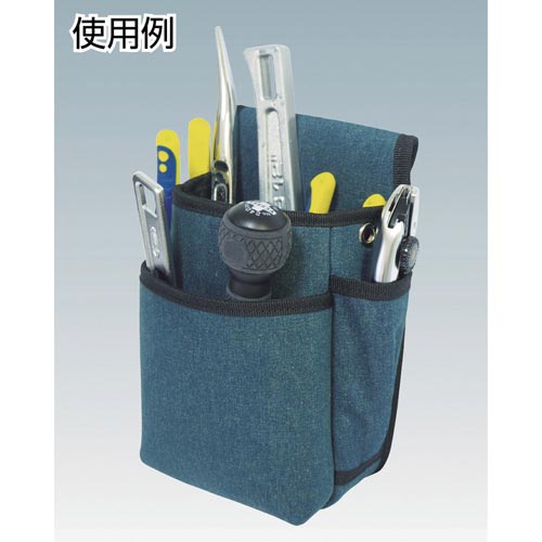 デニム腰袋小型2段ブルー