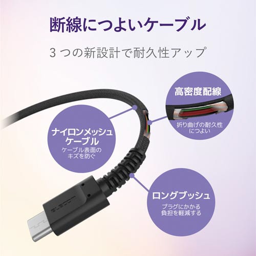 A−Cケーブル 高耐久 0.3m ブラック