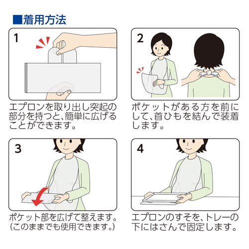 オオサキメディカル プラスハート 使い捨て食事用エプロンポケット付