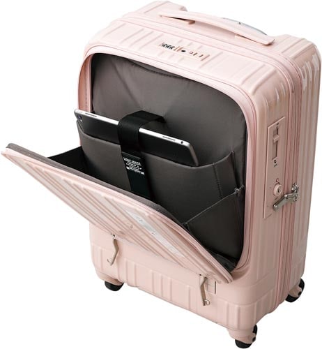 ライトスーツケース フロントオープン35Lピンク