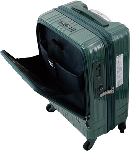 ライトスーツケース フロントオープン35Lグリーン