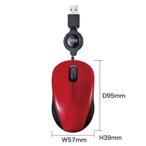 静音ケーブル巻取りブルーLEDマウス