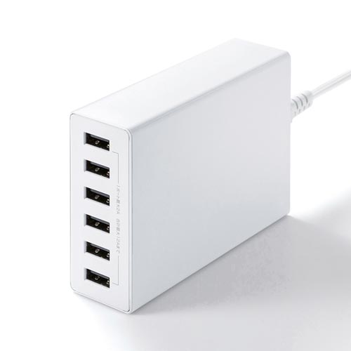 サンワサプライ ＵＳＢ充電器（６ポート・合計１２Ａ）｜カウネット