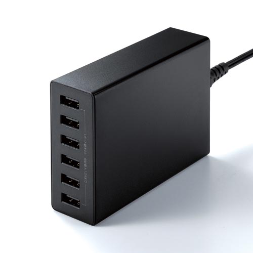 サンワサプライ ＵＳＢ充電器（６ポート・合計１２Ａ）｜カウネット