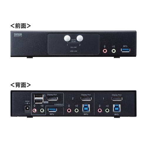 DP対応パソコン自動切替器(2:1)