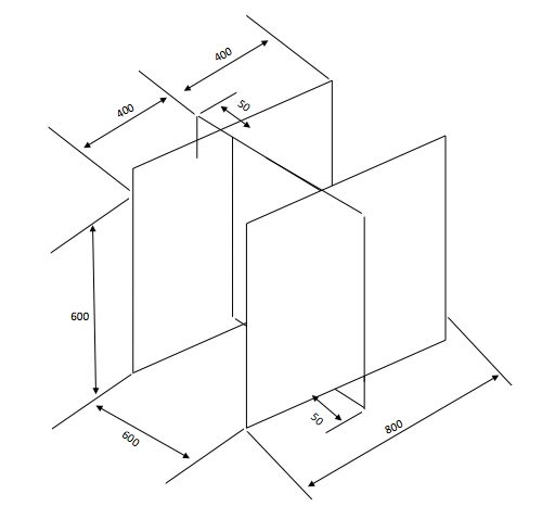 アクリル板 700×400+400×600mm