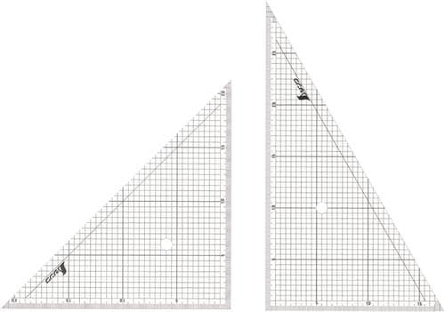 三角定規 アクリル製 30cm 方眼目盛付 2枚組
