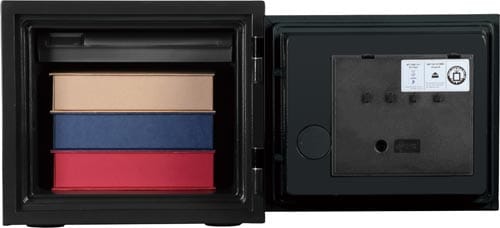 クリスタルシリーズ耐火・耐水デザイン金庫19Lブラ