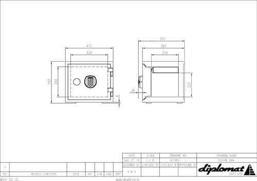 クリスタルシリーズ耐火・耐水デザイン金庫19Lブラ