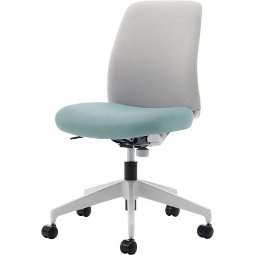 オプティローチェア 背Lグレー座WHターコイズ白脚