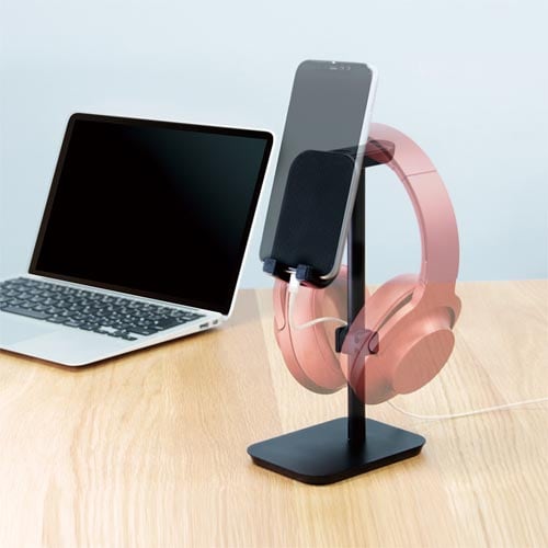 ヘッドホン・スマートフォンスタンドブラック