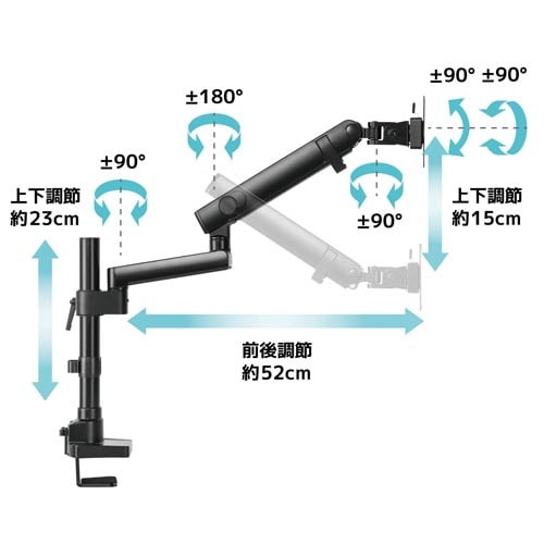 メカニカルスプリング式 モニターアーム デュアル