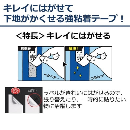 ネームランド はがせる強粘着テープ白12mm 黒字