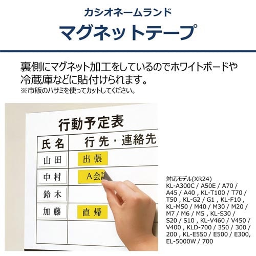 ネームランド マグネット黄色テープ24mm 黒文字