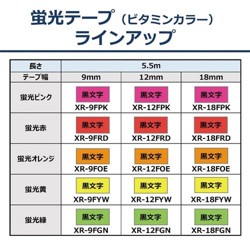 ネームランド 蛍光橙色テープ 9mm 黒文字