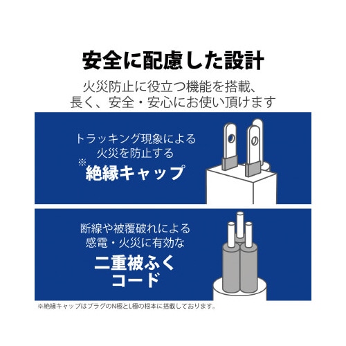 電源タップ 3P 4個口 黒 マグネット 5m