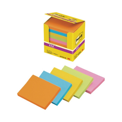 ポストイット 強粘着 75×100ネオン混色10冊