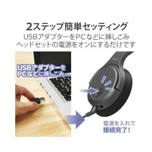 無線ヘッドセット 2.4GHz USBアダプタ付
